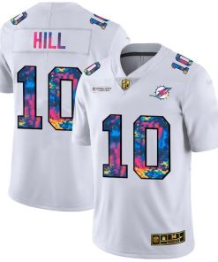 Miami Dolphins #10 Tyreek Hill Men's White Nike Multi-Color 2020 NFL Crucial Catch Limited NFL Jersey