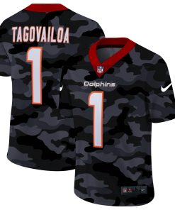 Miami Dolphins #1 Tua Tagovailoa Men's Nike 2020 Black CAMO Vapor Untouchable Limited Stitched NFL Jersey