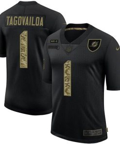 Miami Dolphins #1 Tua Tagovailoa Men's Nike 2020 Salute To Service Camo Limited NFL Jersey Black