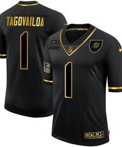 Miami Dolphins #1 Tua Tagovailoa Men's Nike 2020 Salute To Service Golden Limited NFL Jersey Black