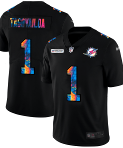 Miami Dolphins #1 Tua Tagovailoa Men's Nike Multi-Color Black 2020 NFL Crucial Catch Vapor Untouchable Limited Jersey