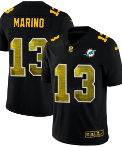 Miami Dolphins #13 Dan Marino Men's Black Nike Golden Sequin Vapor Limited NFL Jersey