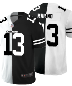 Miami Dolphins #13 Dan Marino Men's Black V White Peace Split Nike Vapor Untouchable Limited NFL Jersey