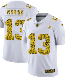 Miami Dolphins #13 Dan Marino Men's Nike Flocked Leopard Print Vapor Limited NFL Jersey White