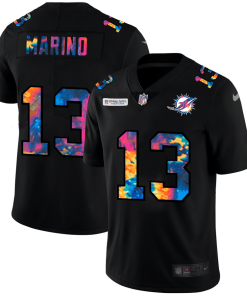 Miami Dolphins #13 Dan Marino Men's Nike Multi-Color Black 2020 NFL Crucial Catch Vapor Untouchable Limited Jersey