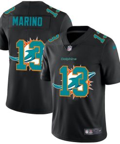 Miami Dolphins #13 Dan Marino Men's Nike Team Logo Dual Overlap Limited NFL Jersey Black