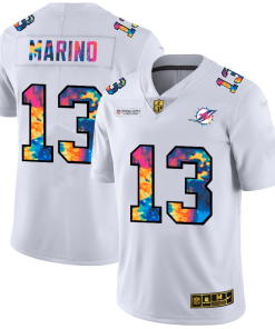 Miami Dolphins #13 Dan Marino Men's White Nike Multi-Color 2020 NFL Crucial Catch Limited NFL Jersey