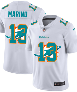 Miami Dolphins #13 Dan Marino White Men's Nike Team Logo Dual Overlap Limited NFL Jersey