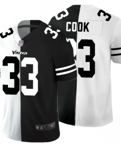 Minnesota Minnesota Vikings #33 Dalvin Cook Men's Black V White Peace Split Nike Vapor Untouchable Limited NFL Jersey Men's