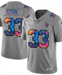 Minnesota Minnesota Vikings #33 Dalvin Cook Men's Nike Multi-Color 2020 NFL Crucial Catch NFL Jersey Greyheather Men's