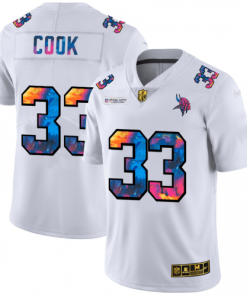 Minnesota Minnesota Vikings #33 Dalvin Cook Men's White Nike Multi-Color 2020 NFL Crucial Catch Limited NFL Jersey Men's