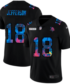 Minnesota Vikings #18 Justin Jefferson Men's Nike Multi-Color Black 2020 NFL Crucial Catch Vapor Untouchable Limited Jersey