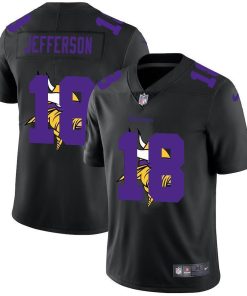 Minnesota Vikings #18 Justin Jefferson Men's Nike Team Logo Dual Overlap Limited NFL Jersey Black