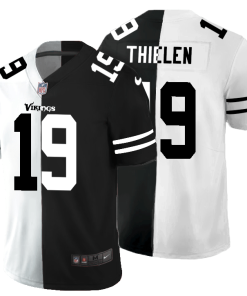 Minnesota Vikings #19 Adam Thielen Men's Black V White Peace Split Nike Vapor Untouchable Limited NFL Jersey