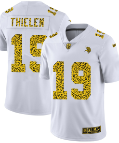 Minnesota Vikings #19 Adam Thielen Men's Nike Flocked Leopard Print Vapor Limited NFL Jersey White