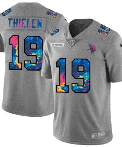Minnesota Vikings #19 Adam Thielen Men's Nike Multi-Color 2020 NFL Crucial Catch NFL Jersey Greyheather