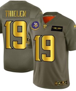 Minnesota Vikings #19 Adam Thielen NFL Men's Nike Olive Gold 2019 Salute To Service Limited Jersey