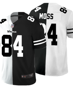 Minnesota Vikings #84 Randy Moss Men's Black V White Peace Split Nike Vapor Untouchable Limited NFL Jersey