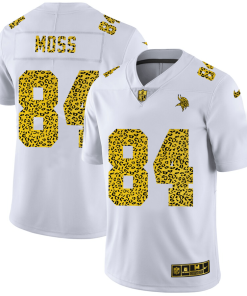 Minnesota Vikings #84 Randy Moss Men's Nike Flocked Leopard Print Vapor Limited NFL Jersey White