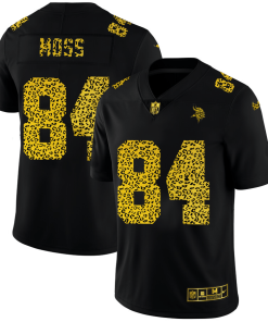 Minnesota Vikings #84 Randy Moss Men's Nike Leopard Print Fashion Vapor Limited NFL Jersey Black
