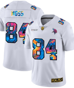 Minnesota Vikings #84 Randy Moss Men's White Nike Multi-Color 2020 NFL Crucial Catch Limited NFL Jersey