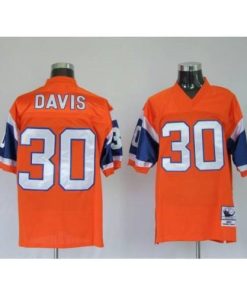 Mitchel & Ness Denver Broncos #30 Terrell Davis Orange Stitched Throwback NFL Jersey Men's