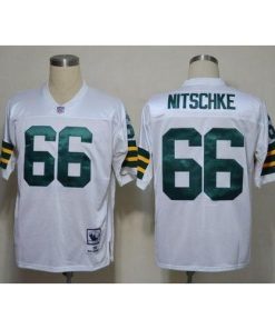 Mitchell & Ness Green Bay Packers #66 Ray Nitschke White Stitched Throwback NFL Jersey Men's