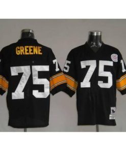 Mitchell & Ness Pittsburgh Steelers #75 Joe Greene Black Stitched Throwback NFL Jersey Men's