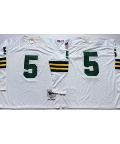 Mitchell And Ness 1961 Green Bay Packers #5 Paul Hornung White Throwback Stitched NFL Jersey Men's