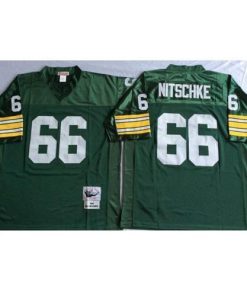 Mitchell And Ness 1966 Green Bay Packers #66 Ray Nitschke Green Throwback Stitched NFL Jersey Men's
