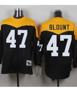 Mitchell And Ness 1967 Pittsburgh Steelers #47 Mel Blount Black/Yelllow Throwback Men's Stitched NFL Jersey Men's