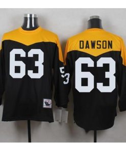 Mitchell And Ness 1967 Pittsburgh Steelers #63 Dermontti Dawson Black/Yelllow Throwback Men's Stitched NFL Jersey Men's