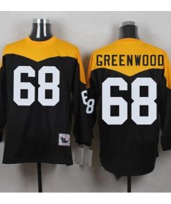 Mitchell And Ness 1967 Pittsburgh Steelers #68 L.C. Greenwood Black/Yelllow Throwback Men's Stitched NFL Jersey Men's