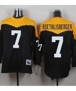 Mitchell And Ness 1967 Pittsburgh Steelers #7 Ben Roethlisberger Black/Yelllow Throwback Men's Stitched NFL Jersey Men's
