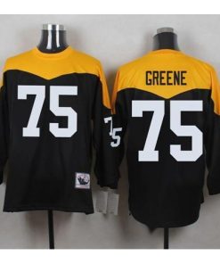 Mitchell And Ness 1967 Pittsburgh Steelers #75 Joe Greene Black/Yelllow Throwback Men's Stitched NFL Jersey Men's