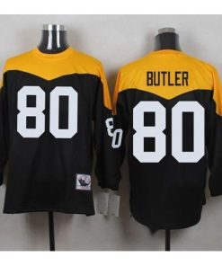 Mitchell And Ness 1967 Pittsburgh Steelers #80 Jack Butler Black/Yelllow Throwback Men's Stitched NFL Jersey Men's