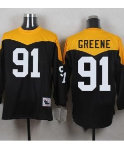 Mitchell And Ness 1967 Pittsburgh Steelers #91 Kevin Greene Black/Yelllow Throwback Men's Stitched NFL Jersey Men's
