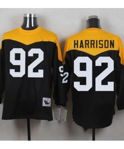 Mitchell And Ness 1967 Pittsburgh Steelers #92 James Harrison Black/Yelllow Throwback Men's Stitched NFL Jersey Men's