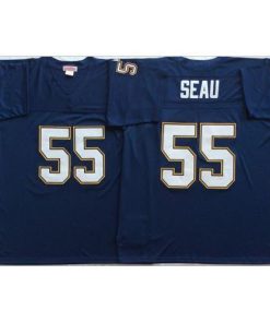Mitchell And Ness 1994 Los Angeles Chargers #55 Junior Seau Navy Blue Throwback Stitched NFL Jersey Men's