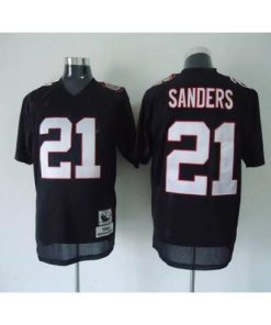 Mitchell And Ness Atlanta Falcons #21 Deion Sanders Black Stitched Throwback NFL Jersey Men's