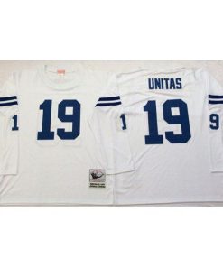 Mitchell And Ness Indianapolis Colts #19 Johnny Unitas White Throwback Stitched NFL Jersey Men's