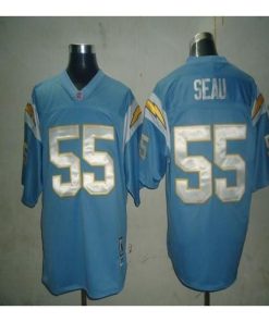Mitchell And Ness Los Angeles Chargers #55 Junior Seau Light Blue Stitched NFL Jersey Men's
