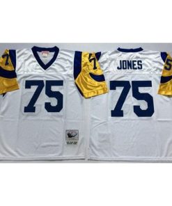 Mitchell And Ness Los Angeles Rams #75 Deacon Jones White Throwback Stitched NFL Jersey Men's