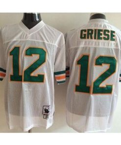 Mitchell And Ness Miami Dolphins #12 Bob Griese White Throwback Stitched NFL Jersey Men's