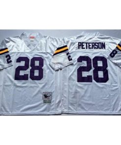 Mitchell And Ness Minnesota Vikings #28 Adrian Peterson White Throwback Stitched NFL Jersey Men's