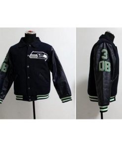 Mitchell And Ness NFL Seattle Seattle Seahawks #3 Russell Wilson Authentic Wool Jacket Men's