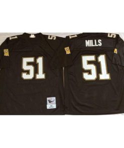 Mitchell And Ness New Orleans Saints #51 Sam Mills Black Throwback Stitched NFL Jersey Men's