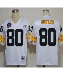 Mitchell And Ness Pittsburgh Steelers #80 Jack Butler White Stitched NFL Jersey Men's
