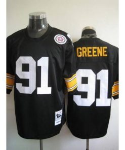 Mitchell And Ness Pittsburgh Steelers #91 Kevin Greene Black Stitched Throwback NFL Jersey Men's
