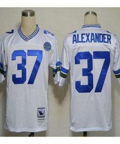 Mitchell And Ness Seattle Seahawks #37 Shaun Alexander White Stitched Throwback NFL Jersey Men's